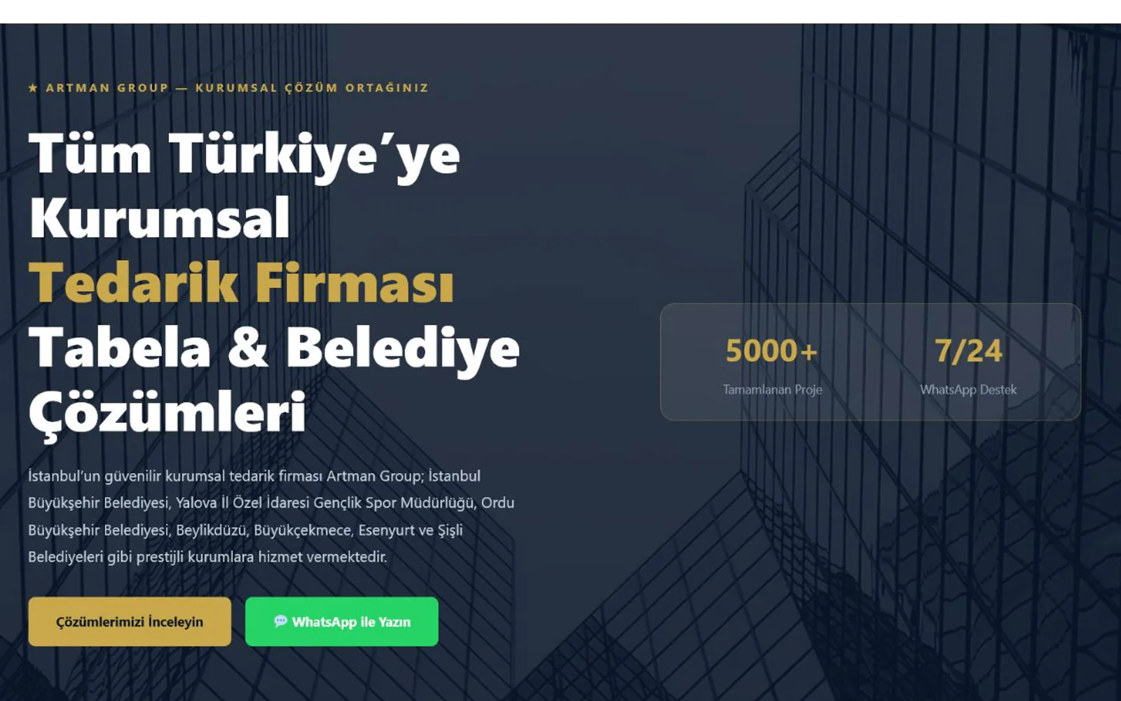 Artman Group kurumsal web sitesinin masaüstü ana sayfa görünümü
