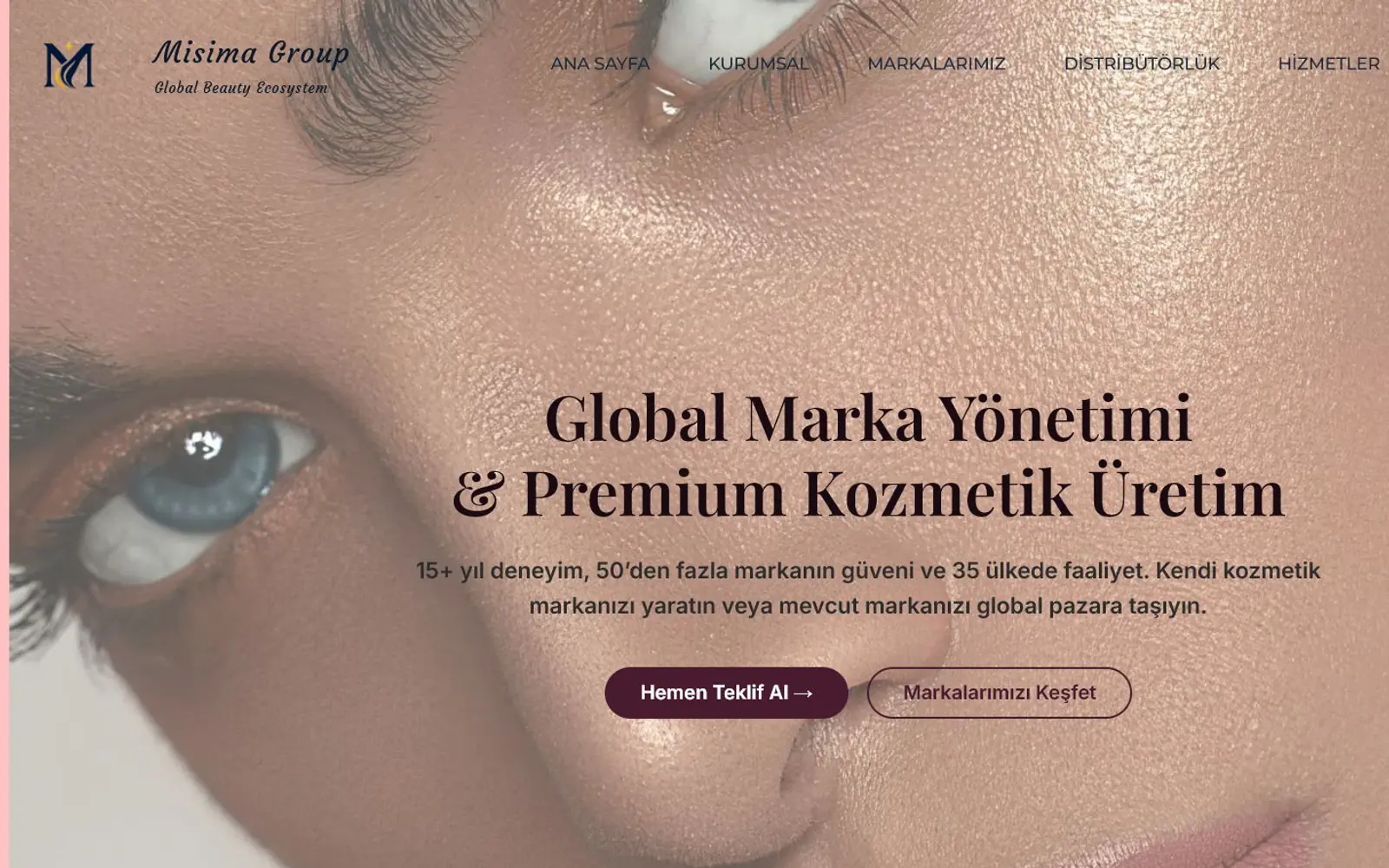 Misima Group kurumsal web sitesinin masaüstü ana sayfa görünümü